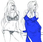  bra breasts dress fullmetal_alchemist hair_over_one_eye long_hair navel olivier_armstrong olivier_mira_armstrong panties pixiv_thumbnail shizuki_shinra sidukisinra smile underwear 