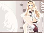  blonde_hair blue_eyes copyright_request garter_belt hairband highres kurasawa_kyoushou sitting solo strap_slip thighhighs wallpaper 