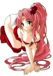  breasts cleavage girls_bravo large_breasts long_hair mario_kaneda miharu_sena_kanaka pantsu pink_hair thighhighs 