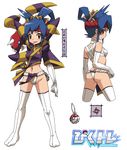  ariados ass bandage bandages blue_hair gloves headband hun kunoichi ninja pixiv_trainer poke_ball pokeball pokemon thighhighs 