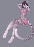  acorn_(artist) anthro bikini black_hair edit feline female hair leopard pink_eyes pose skimpy spots 