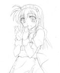  greyscale kusakami_akira lowres lyrical_nanoha mahou_shoujo_lyrical_nanoha maid monochrome solo tsukimura_suzuka 