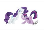  blue_eyes cutie_mark equine eye_bulge eyeshadow female feral friendship_is_magic hair horn horse long_hair makeup mammal my_little_pony plain_background pony purple_hair rarity_(mlp) short_hair twilight_sparkle_(mlp) two_tone_hair unicorn unknown_artist white_background 