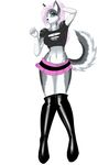  canine dog dossun female fishnet hair husky mammal pink_hair plain_background skirt solo tail trixy white_background 