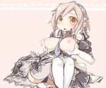  blush breast_milk breasts brown_hair frfr gray_hair grey_hair lactation maid milk orange_eyes original 