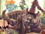  bad_id bad_pixiv_id blue_eyes boots chaise_longue copyright_request curly_hair doll gloves hat plant pumpkin shu-tokutomi solo vase witch_hat 