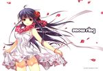  blue_hair brown_eyes dmyotic dress flower hair_flower hair_ornament hibiscus long_hair shirahane_nao solo 