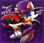  animals blindfold blue_eyes couple hat magic_wand magician red_eyes rouge_the_bat shadow_the_hedgehog sonic_the_hedgehog 