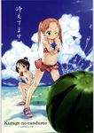  beach bikini cloud ichigo_marshmallow itou_chika loli matsuoka_miu mizugi sky tagme translated water_gun watermelon wink 