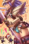  belt blush bone_(armor) highres male_focus monster_hunter monster_hunter_portable_3rd otoko_no_ko purple_hair skull solo thighhighs tsukigami_chronica 