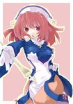  artist_request breasts cross la_pucelle large_breasts pantyhose prier red_eyes red_hair sheer_legwear solo staff thighs 