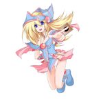  bare_shoulders black_magician_girl blonde card choker dark_magician_girl detached_sleeves white_panties witch_hat yugioh 
