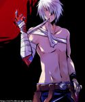  1boy bandage bandages capcom devil_may_cry male male_focus nero nero_(devil_may_cry) red_eyes solo white_hair 