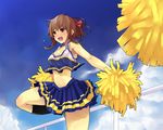  breasts cheerleader cleavage copyright_request medium_breasts nauribon pom_poms skirt solo thighs 
