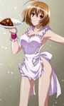  ahoge apron blush cleavage curry food hadaka_apron k&auml;mpfer kondou_mikoto sparkle 