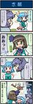  4koma alternate_hairstyle artist_self-insert blue_hair blush breasts check_translation comic cosplay foaming_at_the_mouth heterochromia highres kaenbyou_rin kaenbyou_rin_(cat) kochiya_sanae konpaku_youmu konpaku_youmu_(cosplay) large_breasts mizuki_hitoshi multiple_girls nazrin real_life_insert short_hair tatara_kogasa touhou translated translation_request 