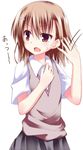  brown_eyes brown_hair hair_ornament hairpin kue misaka_mikoto school_uniform solo to_aru_kagaku_no_railgun to_aru_majutsu_no_index translated uniform 