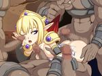  1girl blonde_hair blue_eyes blush bottomless breasts buttjob caryo censored choker clothes_grab double_handjob dungeon_no_oku dungeon_no_oku_3:_elf_no_hime_majou_no_ou elbow_gloves elf female forced game_cg gangbang girl gloves grinding group_sex handjob jewelry monster nipples open_mouth paizuri penis pointy_ears rubbing short_hair torn_clothes 