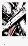  blame! blood cable english greyscale highres machinery monochrome nihei_tsutomu no_humans page_number scan science_fiction spot_color text_focus traditional_media 