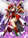  angel_wings armor beckoning breasts center_opening cleavage energy_sword feathers from_side helmet high_heels highres hild_brun kazue large_breasts legs long_legs purple_hair red_eyes shoes short_hair side_slit solo super_robot_wars super_robot_wars_og_saga_mugen_no_frontier super_robot_wars_og_saga_mugen_no_frontier_exceed sword thighs weapon wings 