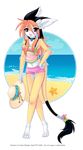  beach female luna777 moondog open_mouth plain_background ribbons sea_star seaside solo sun_hat taratsu_(character) transparent_background 