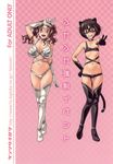  amagami bikini boots breasts brown_hair choker costume gloves grin kemonomimi kensou_ogawa large_breasts long_hair mask midriff mizugi nakata_sae nekomimi oppai pettanko short_hair smile tachibana_miya tail thigh_boots thighhighs twin_tails wavy_hair 