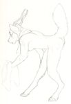  bent_over black_and_white breasts canine female horn horns hybrid kudu mammal monochrome nude raised_tail scarf side_boob sketch solo tail tikky towel unknown_species wet wolf 