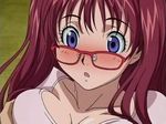  :o air_gear blue_eyes blush breast_grab breasts cleavage glasses grabbing large_breasts long_hair non-web_source noyamano_ringo open_mouth pink_hair pov screencap solo surprised twintails 