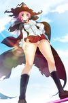  breasts cape chain from_below game_cg green_eyes hat highres large_breasts loafers panties pink_hair school_uniform shoes skirt socks solo spica sumaga tsuji_santa underwear upskirt white_panties witch_hat 