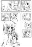  3girls archerko artoria_pendragon_(all) doujinshi emiya_shirou fate/stay_night fate_(series) greyscale himura_kiseki long_sleeves monochrome multiple_girls saber toosaka_rin 