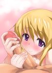  :&gt; blonde blush censored charlotte_dunois cuddle fingering infinite_stratos onanism penis purple_eyes 