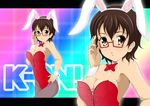  animal_ears bunnygirl cleavage k-on! kemonomimi manabe_nodoka megane red_frame_glasses usamimi 