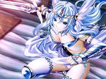  battle blue_eyes blue_hair choker diadem sword thighhighs wings 
