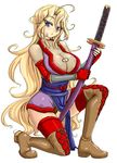  artist_request blush breasts cleavage enoko_(zqfebi) ga_no_kitsune large_breasts masturbation ninja no_panties original pubic_hair pussy pussy_juice sword weapon 