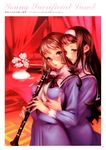  breast_grab clarinet dress megane nishieda school_uniform yuri 