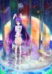  animal_ears barefoot bubble bunny bunny_ears fish full_body fuyou_deng long_hair planet red_eyes reisen_udongein_inaba solo standing touhou very_long_hair 
