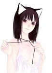  animal_ears brown_eyes brown_hair camisole cat_ears es_(cah60700) flat_chest original pale_skin ribbon short_hair solo 