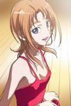  blue_eyes breasts brown_hair cleavage cocktail_dress dress ears eyebrows haruyama_kazunori houjou_maria jewelry necklace precure small_breasts smile solo suite_precure 