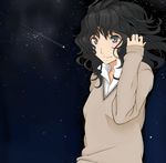  amagami kibito_high_school_uniform long_sleeves night night_sky school_uniform shingo_(s405315) sky solo sweater tanamachi_kaoru 