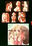  7girls acorn back bent_over blonde breasts keishi_kanesada large_breasts long_hair monochrome nipples nude oshiri pointed_ears purple_eyes short_hair squirrel_ears squirrel_tail tail 