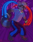  amara_telgemeier anthro colorful fishnet gitani_(character) glowstick male mammal necklace oce raccoon rave solo thaine 