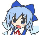  animated animated_gif blue_eyes blue_hair blush_stickers bow cirno hair_bow kagi neck_ribbon no_nose open_mouth ribbon smile solo touhou upper_body wings 