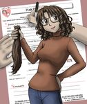  alternate_hairstyle azumanga_daiou brown_hair curly_hair drill_hair glasses long_hair mizuhara_koyomi sweater 