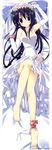  :o absurdres ankle_ribbon barefoot black_hair breasts bridal_veil cleavage copyright_request dakimakura dress elbow_gloves flower full_body gloves head_wreath highres jewelry korie_riko leg_up legs long_image medium_breasts necklace panties panties_around_one_leg pearl_necklace ribbon side-tie_panties solo stick_poster tall_image underwear veil wedding_dress white_panties 