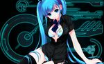  blue_eyes blue_hair dmyo dmyotic nvidia open_bra open_shirt shimapan side_tie thighhighs twin_tails zettai_ryouiki 