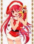  alastor_(shakugan_no_shana) christmas gift holding holding_gift itou_noiji jewelry pendant red_hair santa_costume shakugan_no_shana shana 