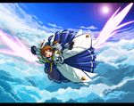  above_clouds adapted_costume cloud day flying letterboxed lyrical_nanoha mahou_shoujo_lyrical_nanoha mahou_shoujo_lyrical_nanoha_the_movie_1st nekomamire sky solo takamachi_nanoha wings 