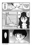  1girl breasts cleavage comic computer copyright_request death doujinshi gotou_kenji greyscale highres medium_breasts monochrome non-web_source translated 