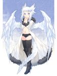  animal_ears blue_eyes boots dragon_girl dragon_tail hands_together high_heels ice_dragon juuno_(nekoda) knee_boots monster_girl original own_hands_together personification shoes short_hair shorts silver_hair solo tail thighhighs wings 