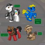  avoidable_anatomy_mistake crossover equine fallout fallout:_new_vegas fallout:new_vegas female horse legion legion_(mlp) male mammal my_little_pony ncr ncr_(mlp) pony unknown_artist vault_boy vault_boy_(mlp) wolf_hat 